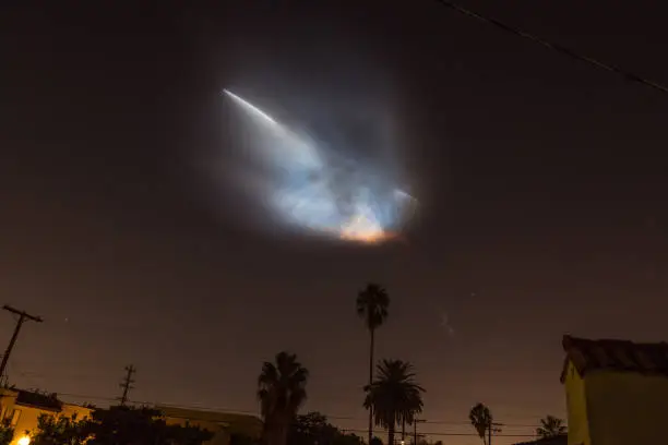 Photo of SpaceX Falcon 9 delivering rocket to space as a long exposure shot