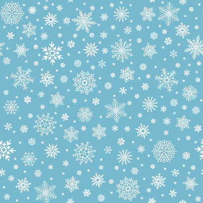 Snowflakes seamless pattern. Winter snow flake stars, falling flakes snows and snowed snowfall. Christmas holyday vintage decoration, fabric or gaft wrapping vector background