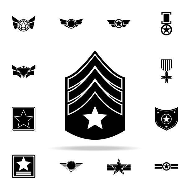 военные погоны значок. армия иконки универсальный набор для веб-и мобильных - chevron military protection achievement stock illustrations
