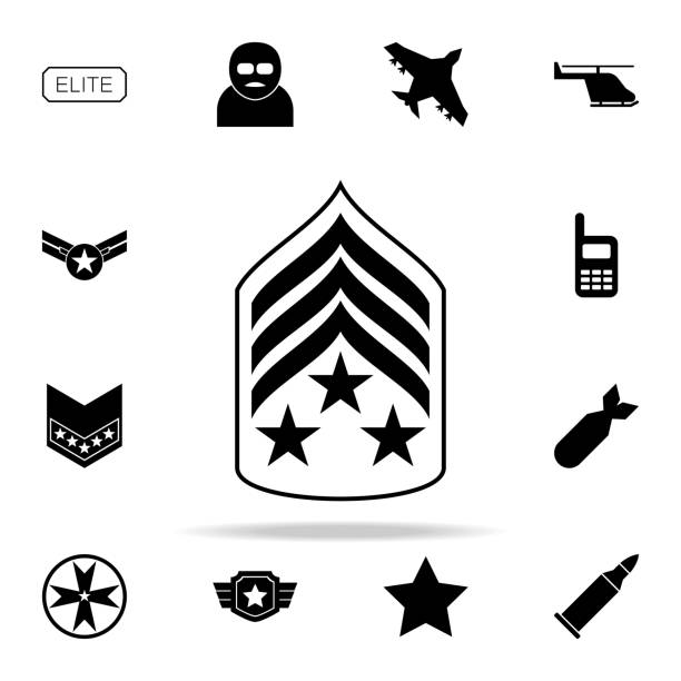 военные погоны значок. армия иконки универсальный набор для веб-и мобильных - chevron military protection achievement stock illustrations