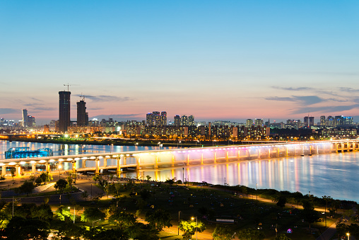 Cityscape of Seoul at night, South korea