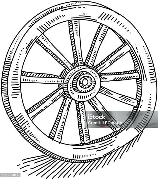 Wagon Wheel Drawing Stock Illustration - Download Image Now - Wagon Wheel, Illustration, Scribble