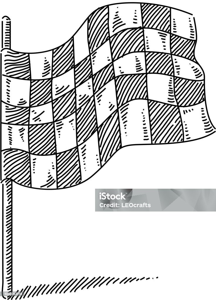 Checkered Flag Drawing Line drawing of Checkered Flag. Elements are grouped.contains eps10 and high resolution jpeg. Checkered Flag stock vector