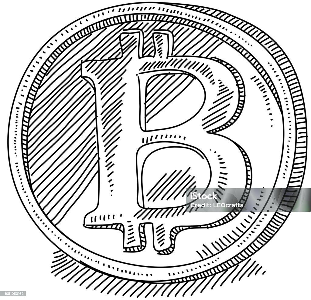 Bit Coin Drawing Line drawing of Bit Coin. Elements are grouped.contains eps10 and high resolution jpeg. Bitcoin stock vector