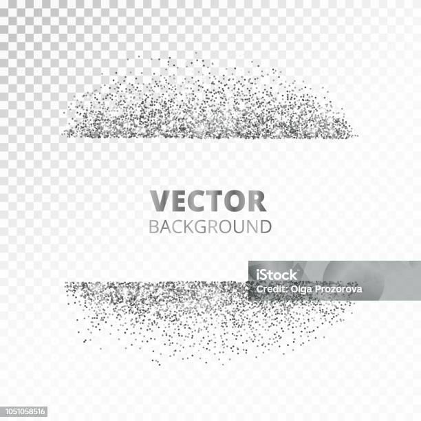 Sparkling Glitter Border Frame Scattered Silver Dust Isolated On Transparent Background Vector Glittering Decoration Stock Illustration - Download Image Now