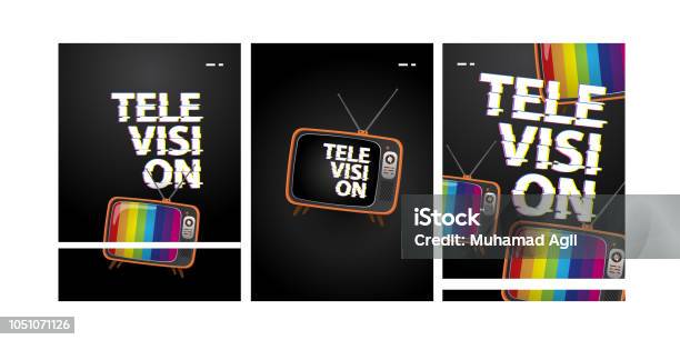 Television Poster Set Stock Illustration - Download Image Now - Television Set, Television Industry, Retro Style