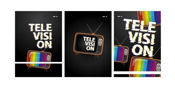 Vector illustration of television poster set