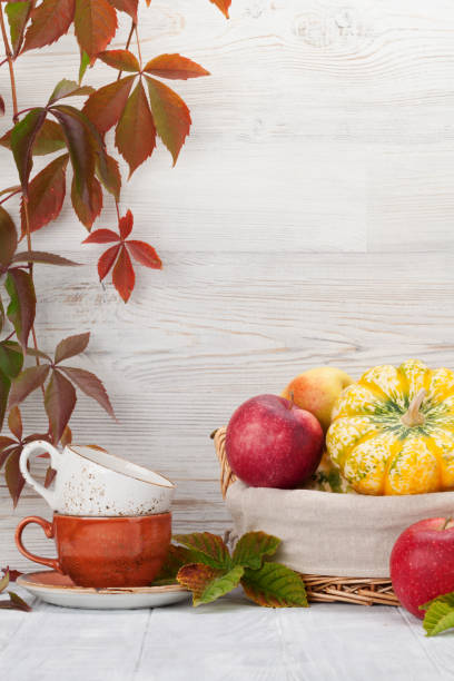 istock Autumn still life card with fruits 1051074446