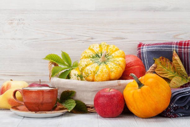 istock Autumn still life card with fruits 1051074476