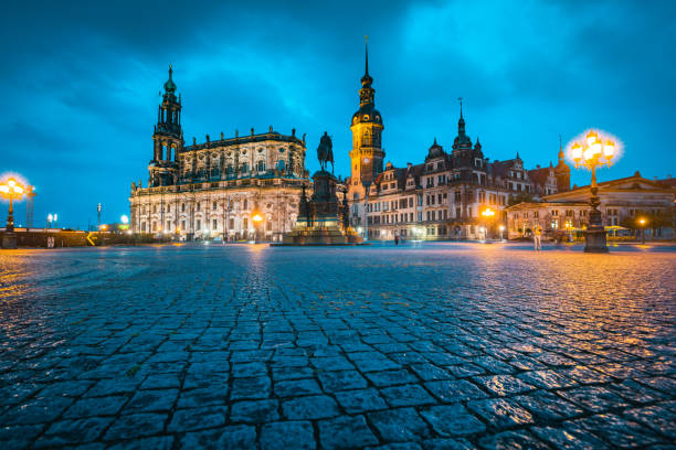 istock Dresden city center with dramatic sky at twilight, Saxony, Germany 1051077762