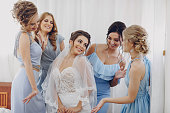 bride with bridesmaids