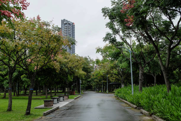 istock The view of park in rainy day. 1051085972