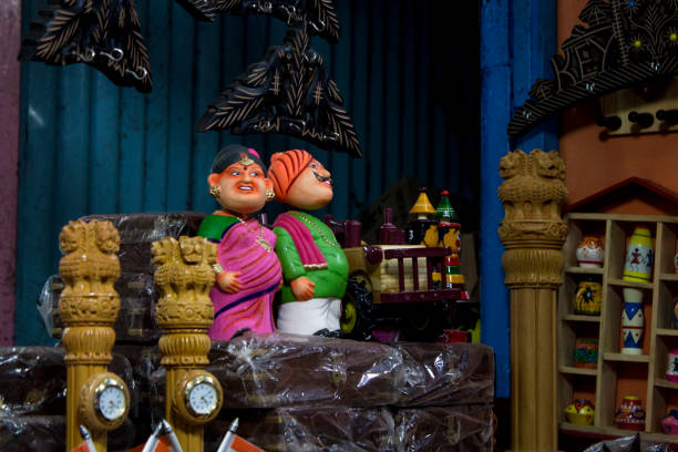 wooden objects dolls in shop