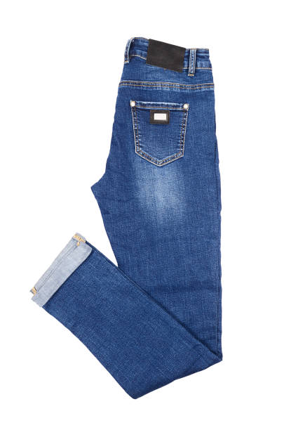 istock Blue female jeans isolated on white 1051089580