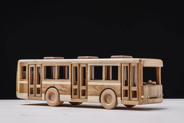 istock Toy for boys, handmade wooden bus. 1051091834