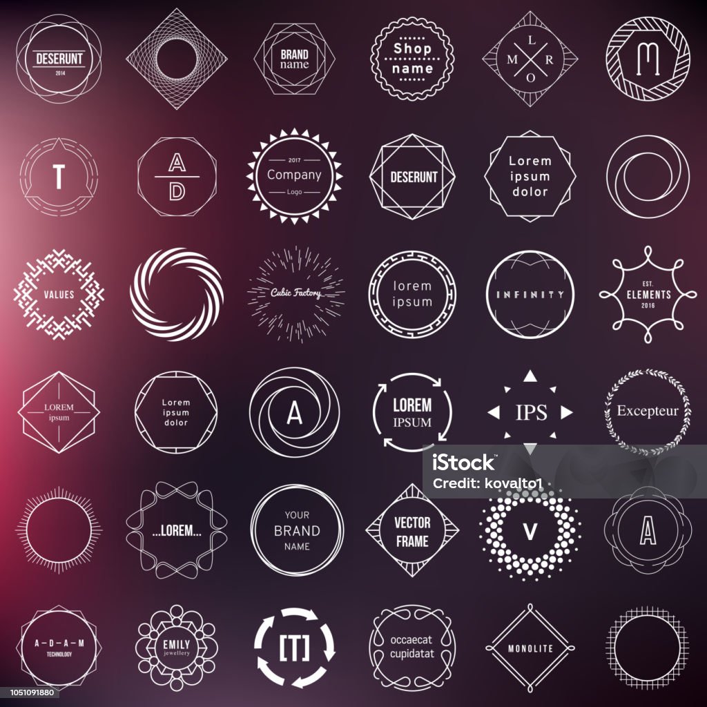 Conjunto de elementos distintivos y etiquetas. Diseño geométrico moderno – círculos - arte vectorial de Círculo libre de derechos