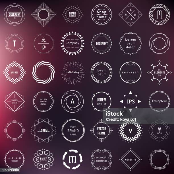 Set Of Badges And Labels Elements Modern Geometric Design Circles Stock Illustration - Download Image Now