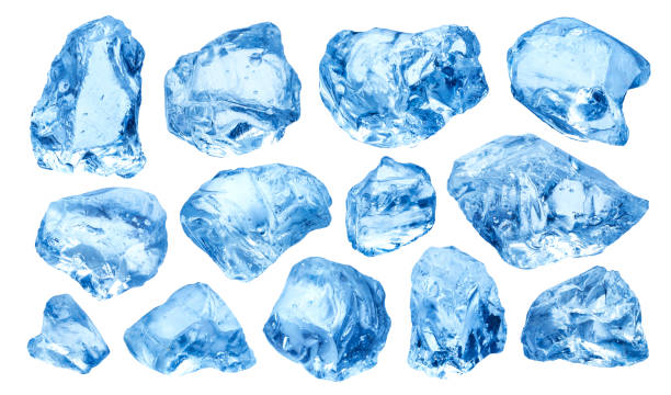 istock Pieces of natural ice isolated on white background 1051095444
