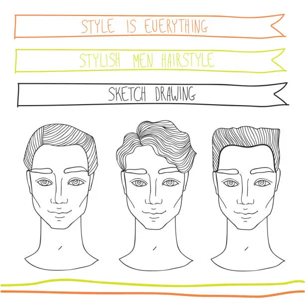 Vector illustration of Handsome young man hairstyle. Fashion, beauty,theme