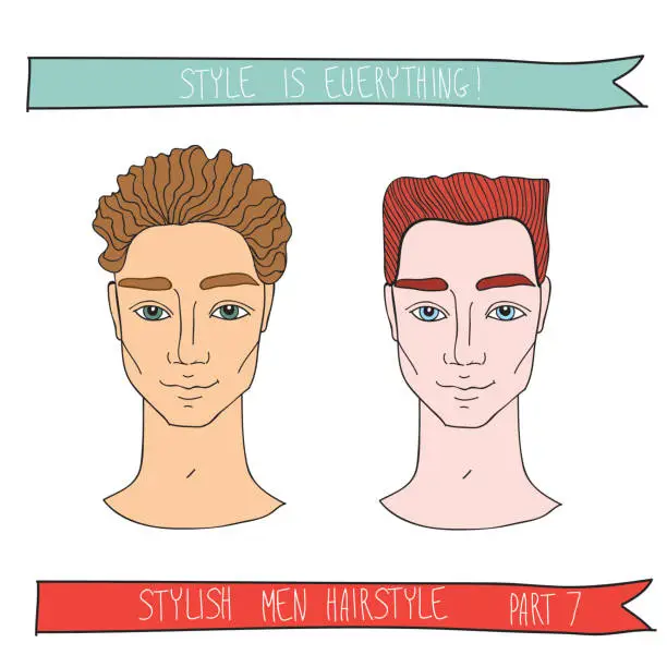 Vector illustration of Handsome man stylish hairstyle