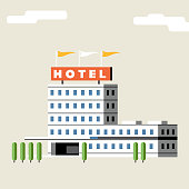 istock Hotel Building + flags 1051099752