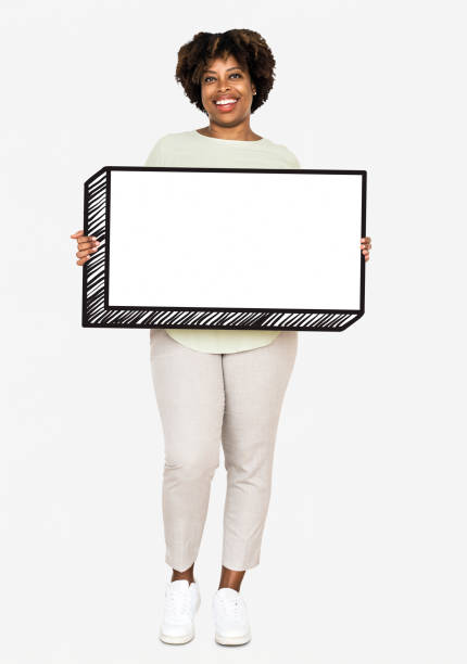 istock Happy woman holding an empty board 1051107386