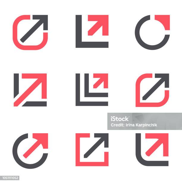 Arrow Growth Design Template Vector Icon Set Stock Illustration - Download Image Now - Logo, Traffic Arrow Sign, Arrow Symbol