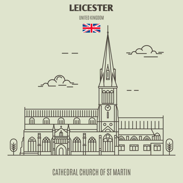 英國萊斯特的聖馬丁大教堂教堂。地標圖示 - leicester 幅插畫檔、美工圖案、卡通及圖標