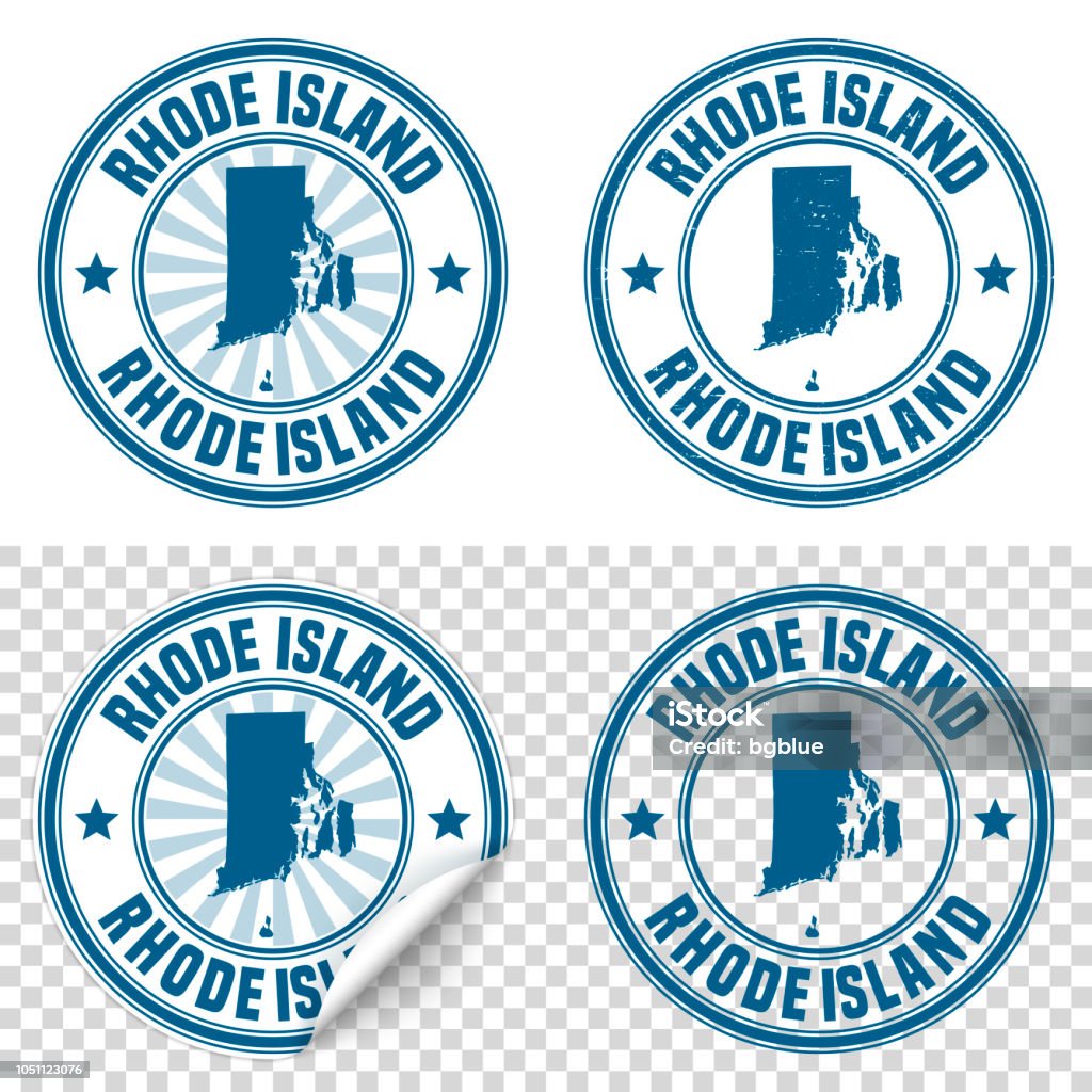Ri Icon Sticker Rhode Island Blue Sticker And Stamp With Name And Map Stock ...