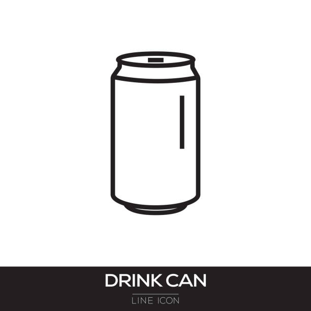 stockillustraties, clipart, cartoons en iconen met drank kan pictogram lijn - alcoholvrije drank