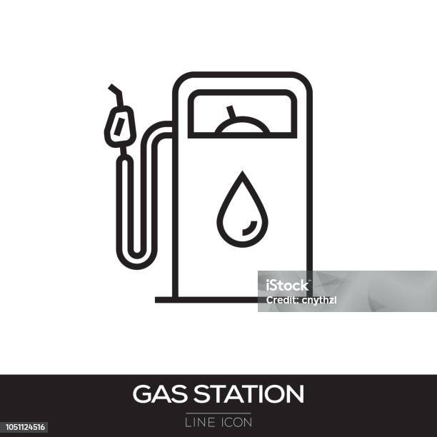 Gas Station Line Icon Stock Illustration - Download Image Now - Gasoline, Icon Symbol, Diesel Fuel