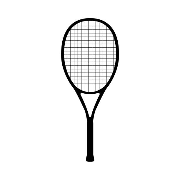 illustrazioni stock, clip art, cartoni animati e icone di tendenza di icona tennis su sfondo bianco - racquet strings