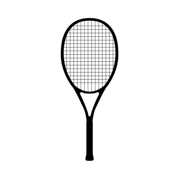 흰색 바탕에 테니스 아이콘 - racket stock illustrations