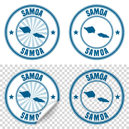 Samoens Sticker Samoa Blue Sticker And Stamp With Name And Map Stock Illustration ...