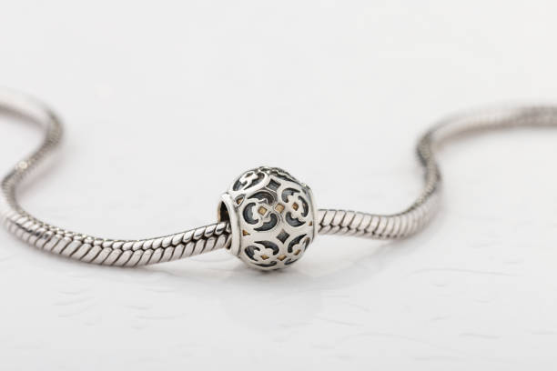 istock Silver charm bead with ornament for chain bracelet 1051131656