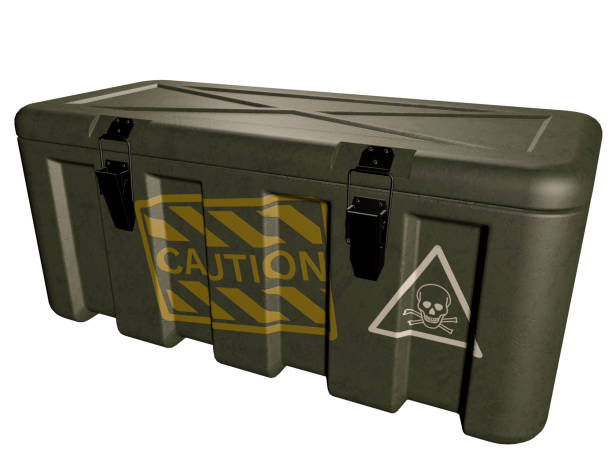 istock Military green box with explosive isolated on white. 3D illustration 1051136532
