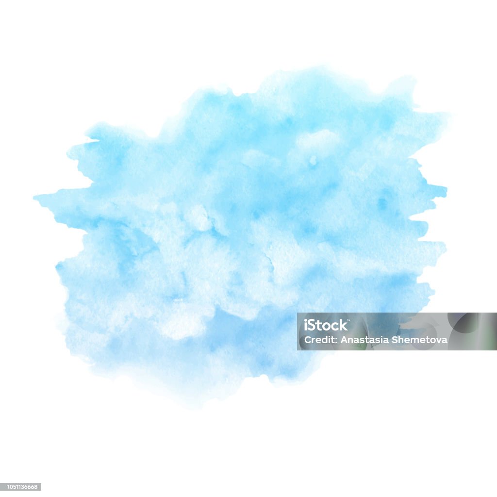 Textura de pintura acuarela azul aislado sobre fondo blanco. Abst - arte vectorial de Pintura de acuarela libre de derechos