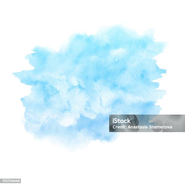 Watercolor Blue Paint Texture Isolated On White Background Abst - Arte vetorial de stock e mais imagens de Pintura em Aquarela