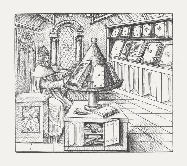 istock Library and scriptorium of the 15th century, woodcut, published 1885 1051140568