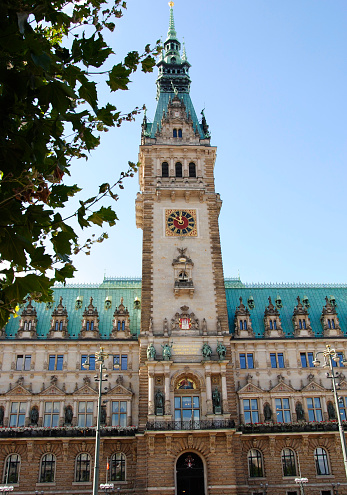 front view at the town hall of Hamburg in Germany