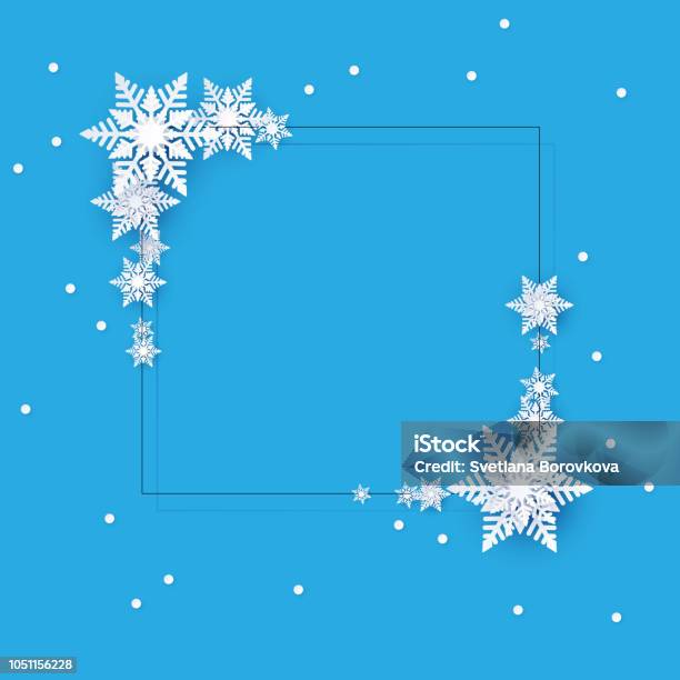 Blue Winter Background With Snowflakes Christmas Decoration Stock Illustration - Download Image Now