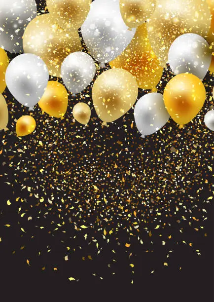 Vector illustration of Celebration background with balloons and confetti