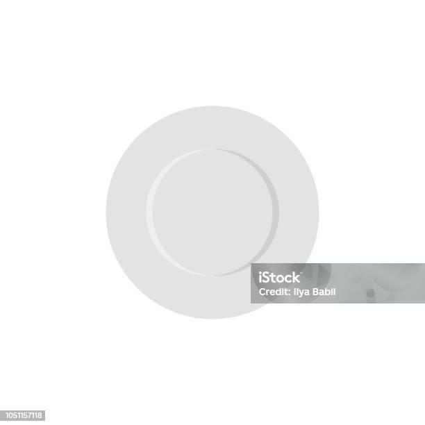 White Plate Vector Illustration Stock Illustration - Download Image Now - Breakfast, Ceramics, Circle