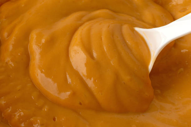 istock Close view of butterscotch pudding with a spoon 1051172044