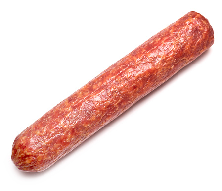 Smoked sausage isolated on white background