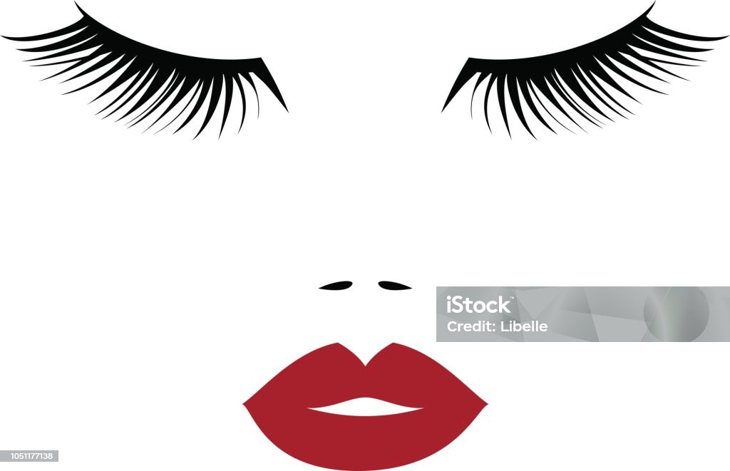 Vector woman face Woman face with red lips icon for beauty and spa salon, hairdressing. Vector illustration Hair stock vector