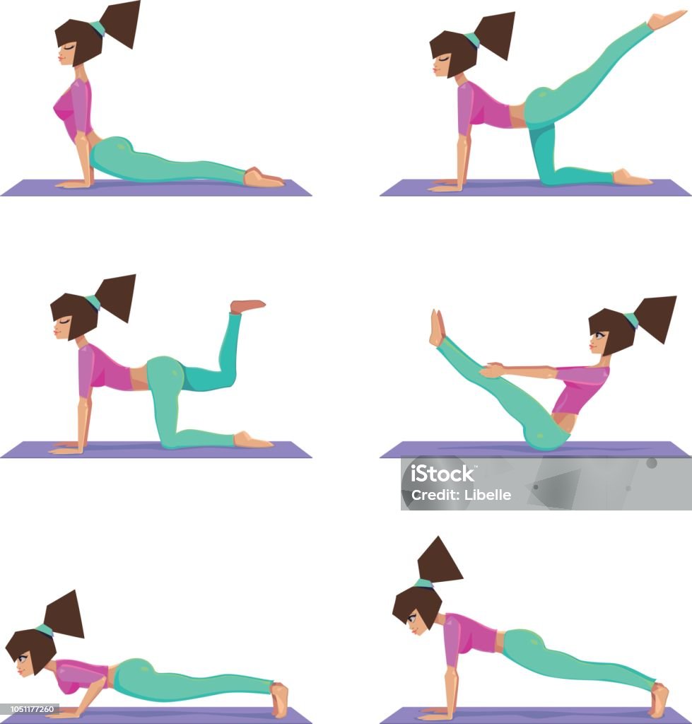 Yoga Poses Set Vector Stock Illustration - Download Image Now ...
