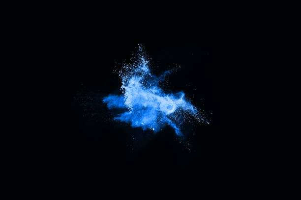 istock Blue powder explosion on black background. Colored cloud. Colorful dust explode. Paint Holi. 1051181606