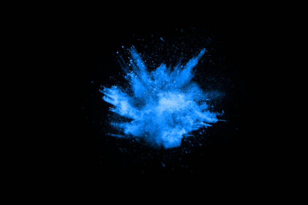 istock Blue powder explosion on black background. Colored cloud. Colorful dust explode. Paint Holi. 1051181724