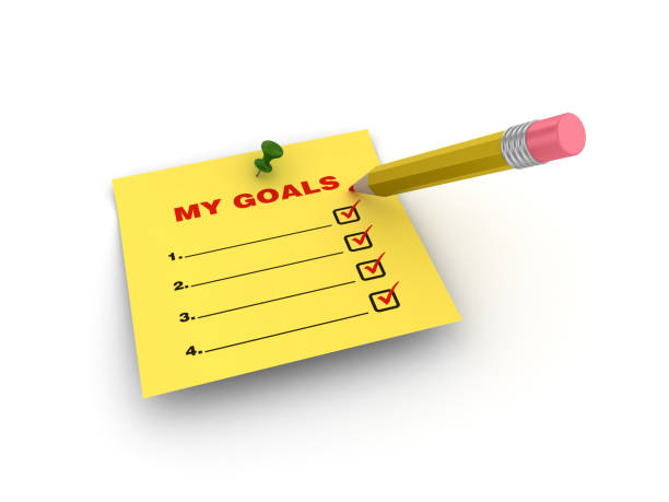 istock Sticky Note with My Goals Check List and Pencil - 3D Rendering 1051182532